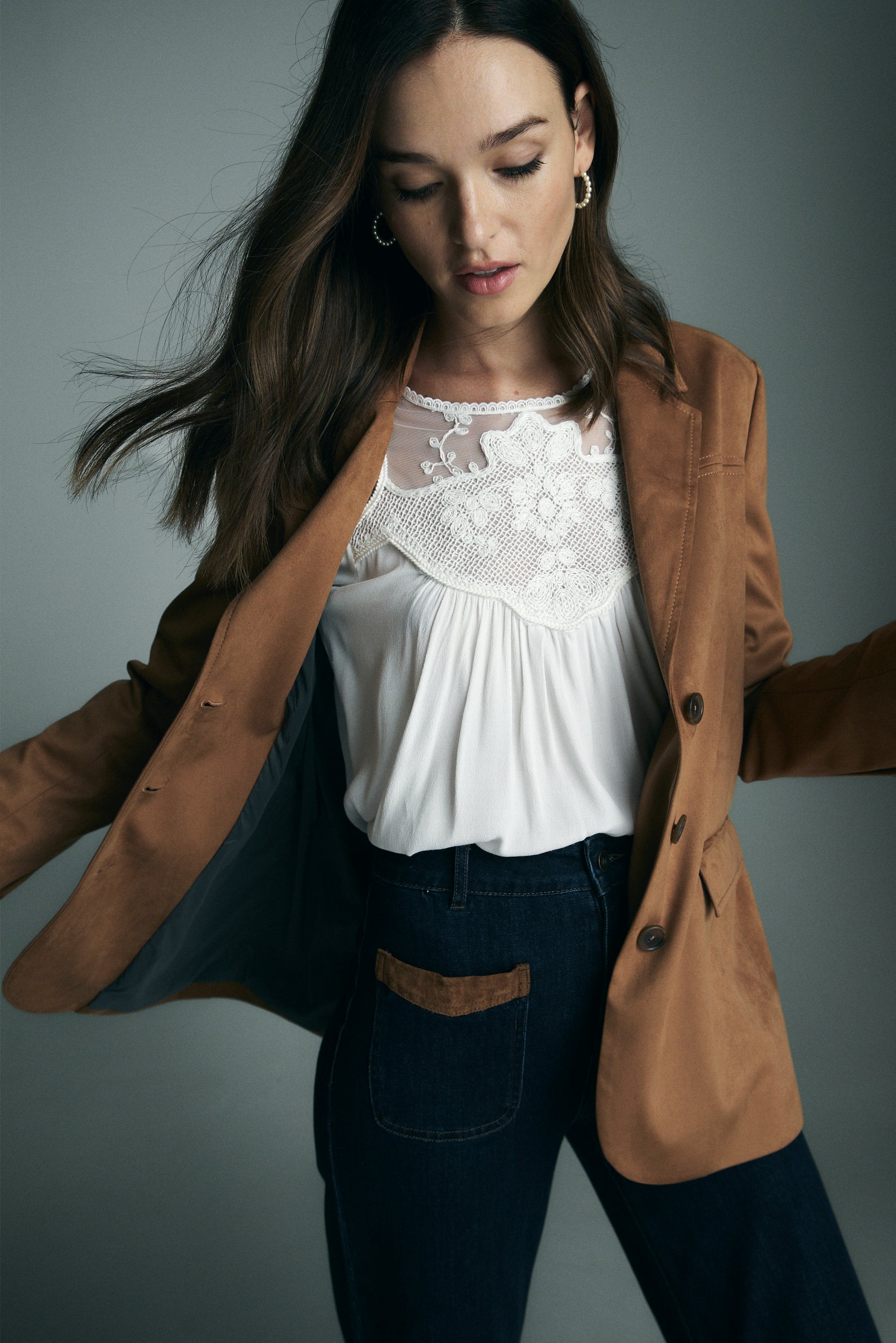 Vegan suede oversized blazer