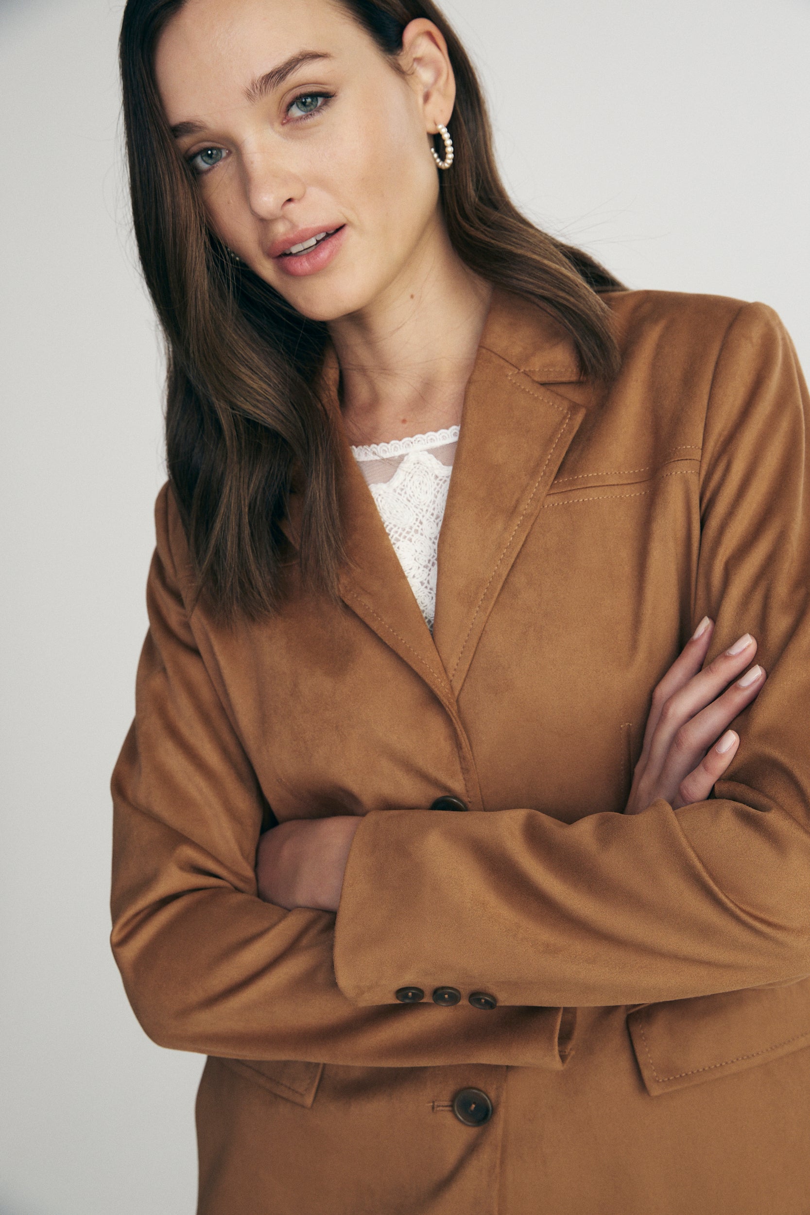 Vegan suede oversized blazer