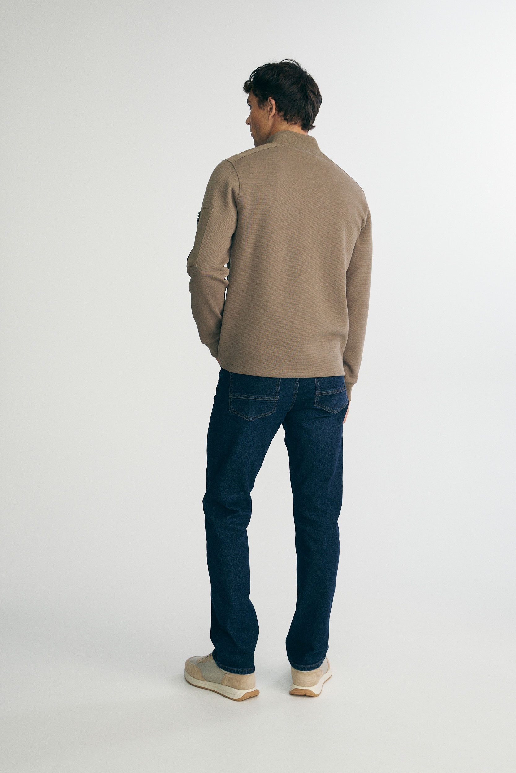 Half zip sweater with vegan leather